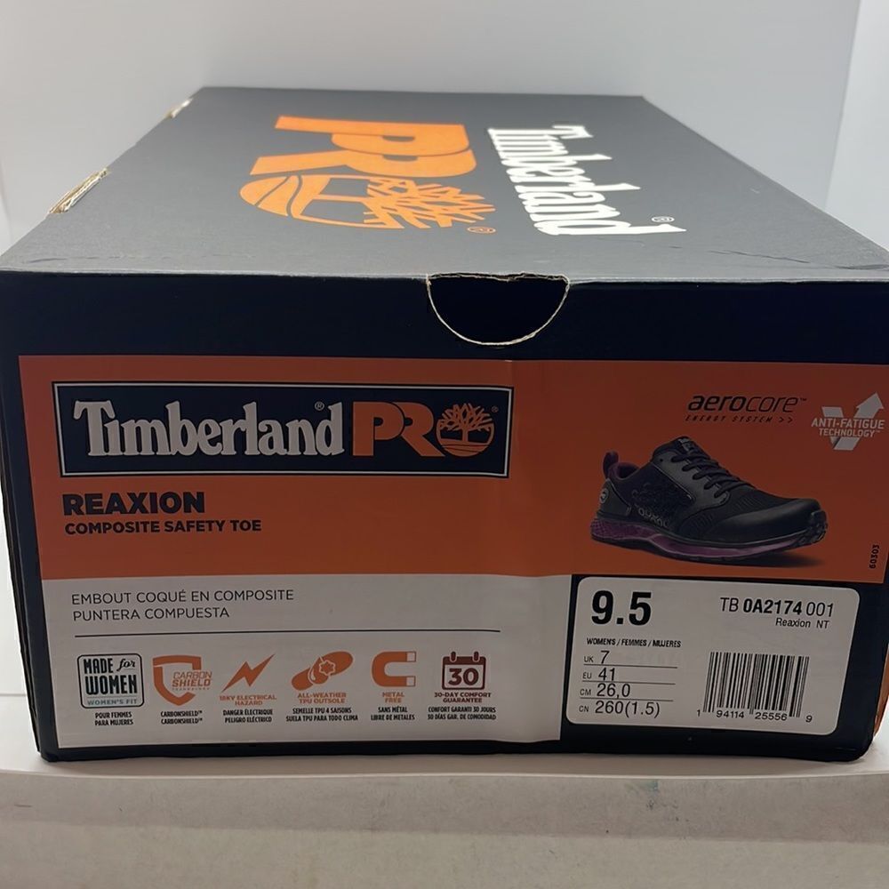 Timberland Pro A2174 Black Purple Reaxion Composite Toe Athletic Women’s Sz 9.5 - Picture 5 of 9